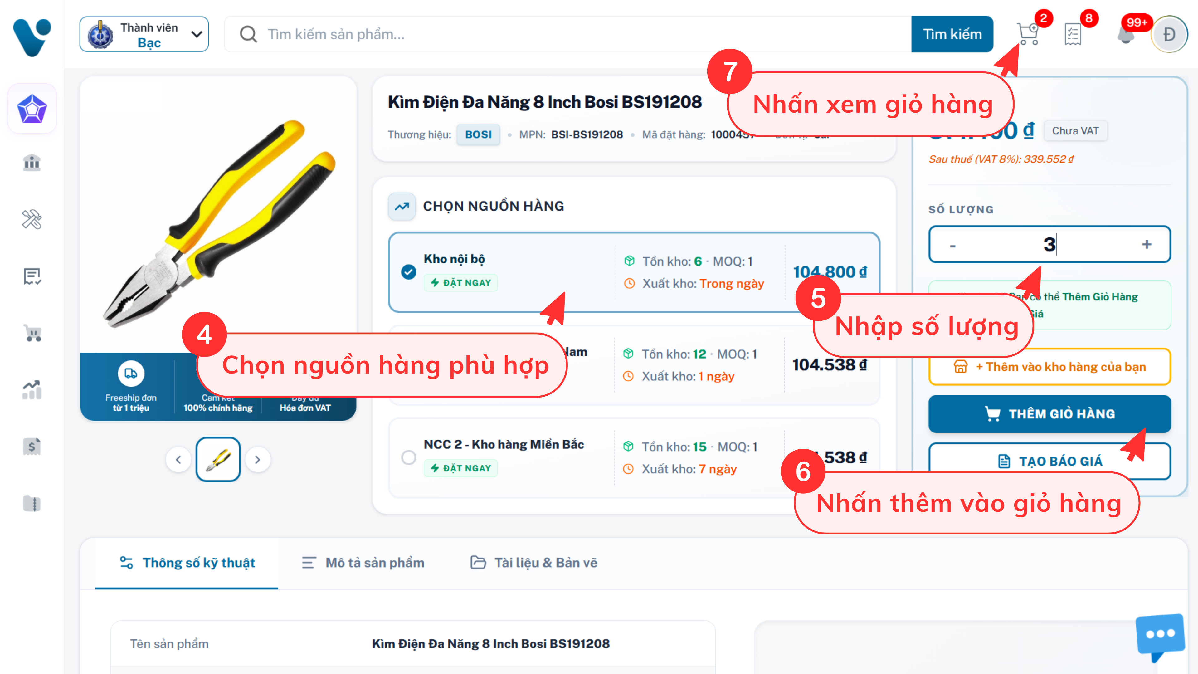 Hướng dẫn đặt hàng VARIN bước 2