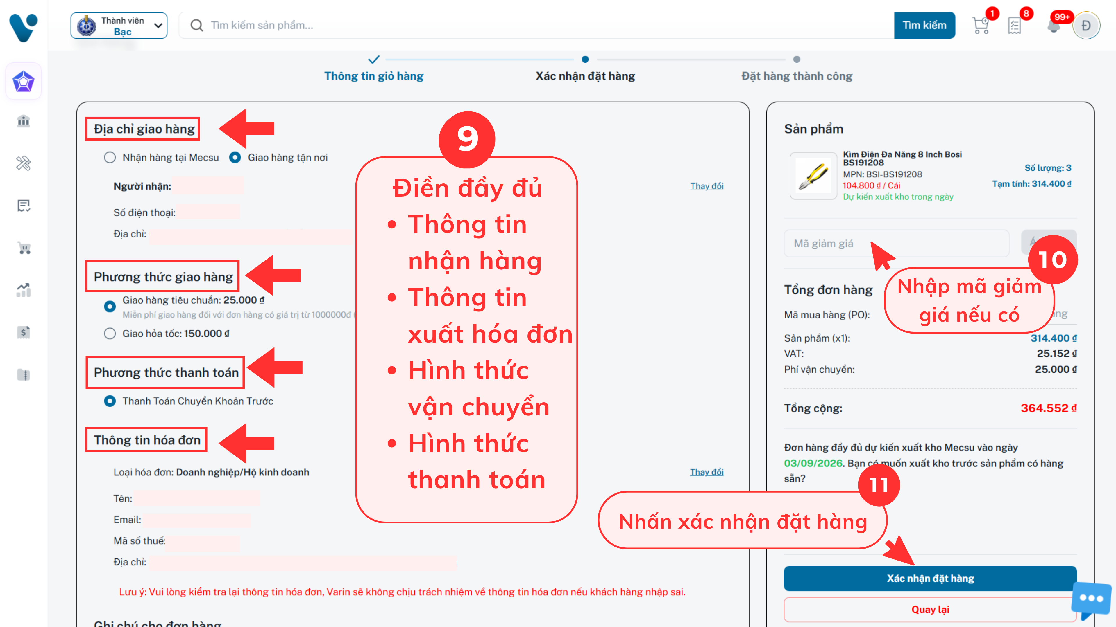 Hướng dẫn đặt hàng VARIN bước 4